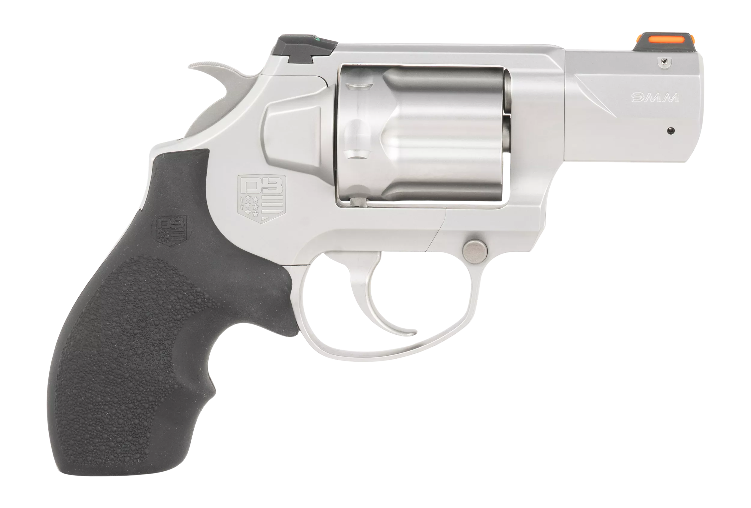 Diamondback DB0700P711 SDRSmall 9mm Luger 6 Shot 2" Glass Bead Stainless Steel Barrel, Cylinder & Frame, Black Hogue Rubber Grip, Exposed Hammer