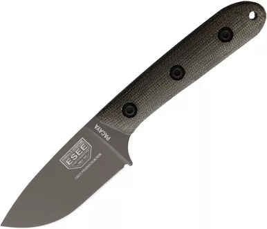 ESEE Knives Pacaya Fixed Blade Knife - 3" CPM-3V Olive Cerakote Drop Point Blade, Olive Canvas Micarta Handles, Kydex Sheath with Clip Plate