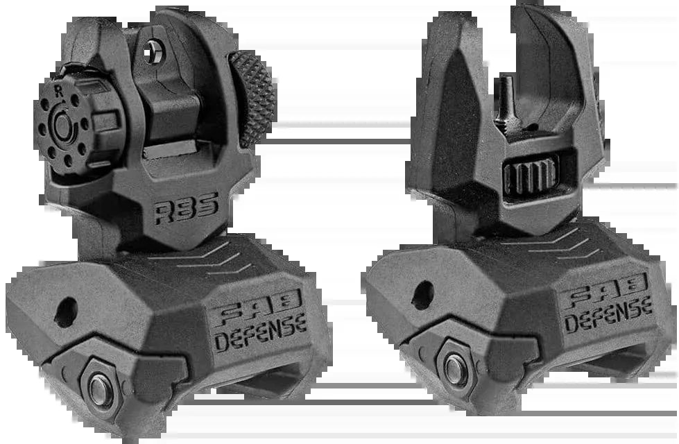 FAB DEFENSE (USIQ) Front & Rear Folding Backup Sights for AR-15/M4/M16, Dual-Aperture Rear, Black, FXFRBS
