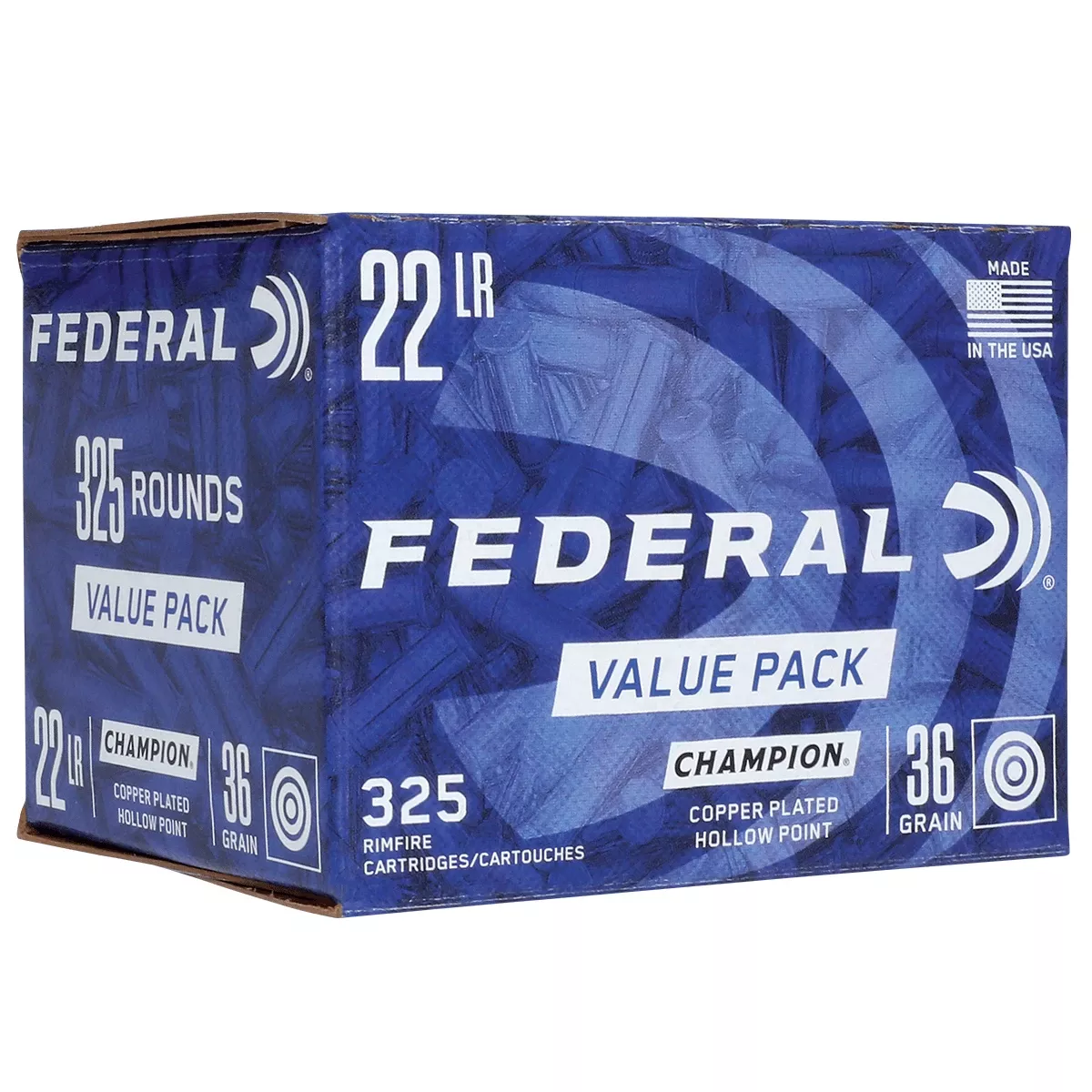 Federal 725 Champion Training Value Pack 22 Lr 36 Gr Copper Plated Hollow Point (Cphp) 325 Per Box/10 Cs