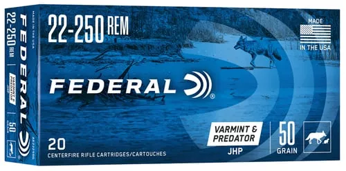 Federal AE22250G American Eagle Varmint & Predator 22-250Rem 50gr Jacketed Hollow Point 20 Per Box/10 Case