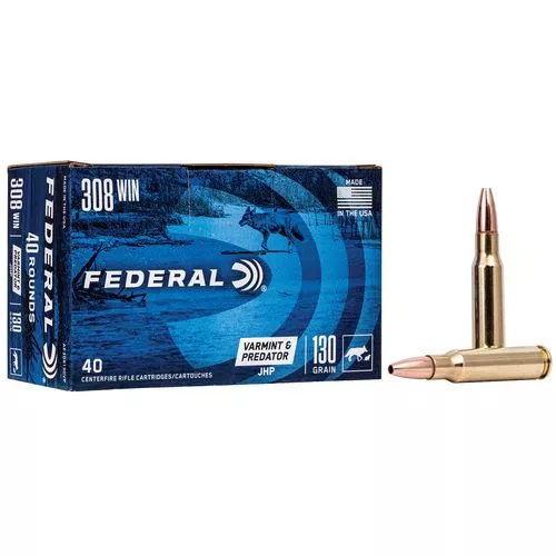 Federal Ae308130vp American Eagle Varmint & Predator 308 Win 130 Gr Jacketed Hollow Point (Jhp) 40 Per Box/5 Cs