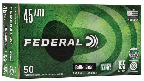 Federal BC45CT1 BallistiClean Reduced Hazard Training 45ACP 155gr Lead Free Frangible 50 Per Box/20 Case