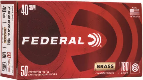 Federal Champion Training 40 S&W 180 gr 1000 fps Full Metal Jacket (FMJ) Ammo 50 Round Box