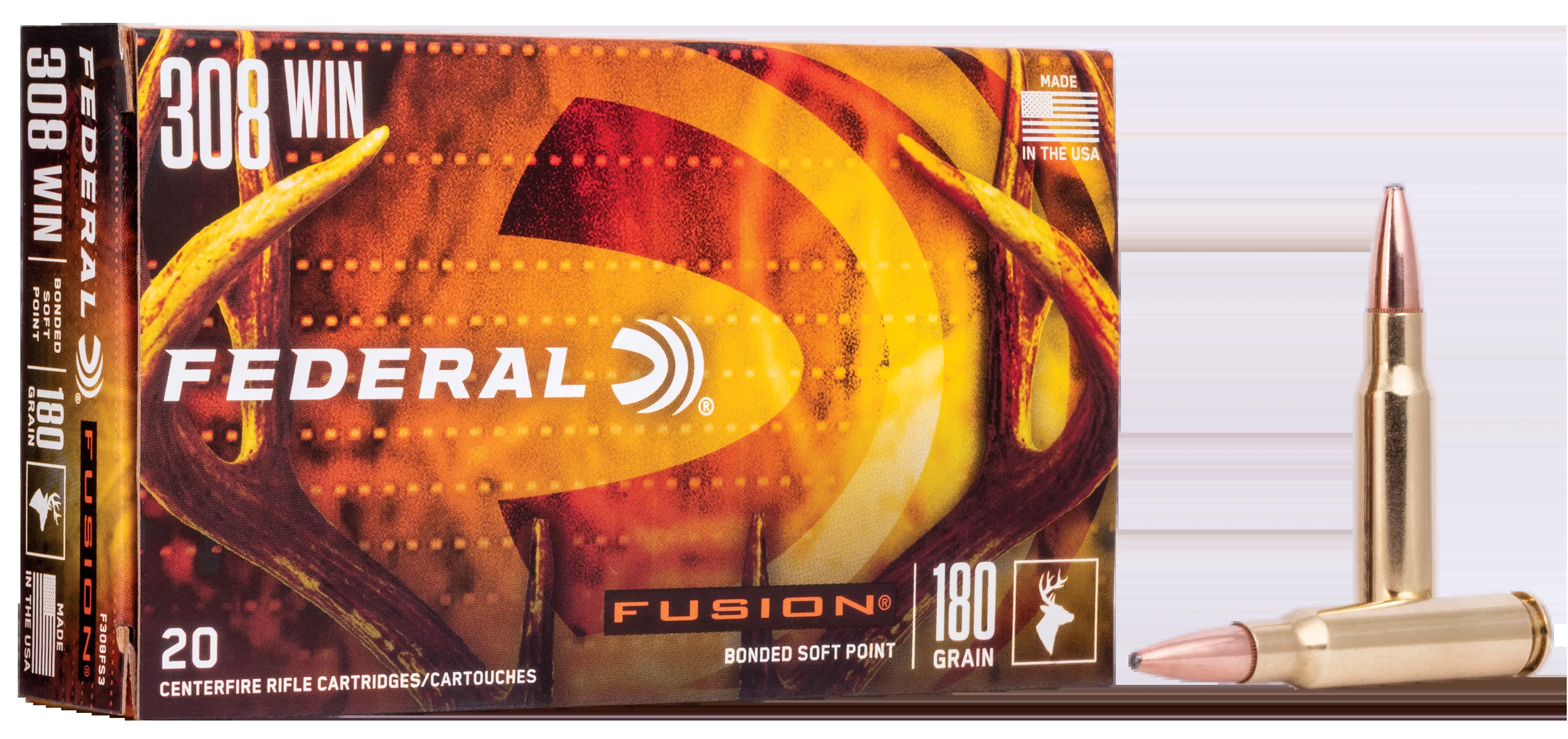 Federal Fusion .308 Win 180gr Bonded Soft Point 20/200 Rd - Box or Case