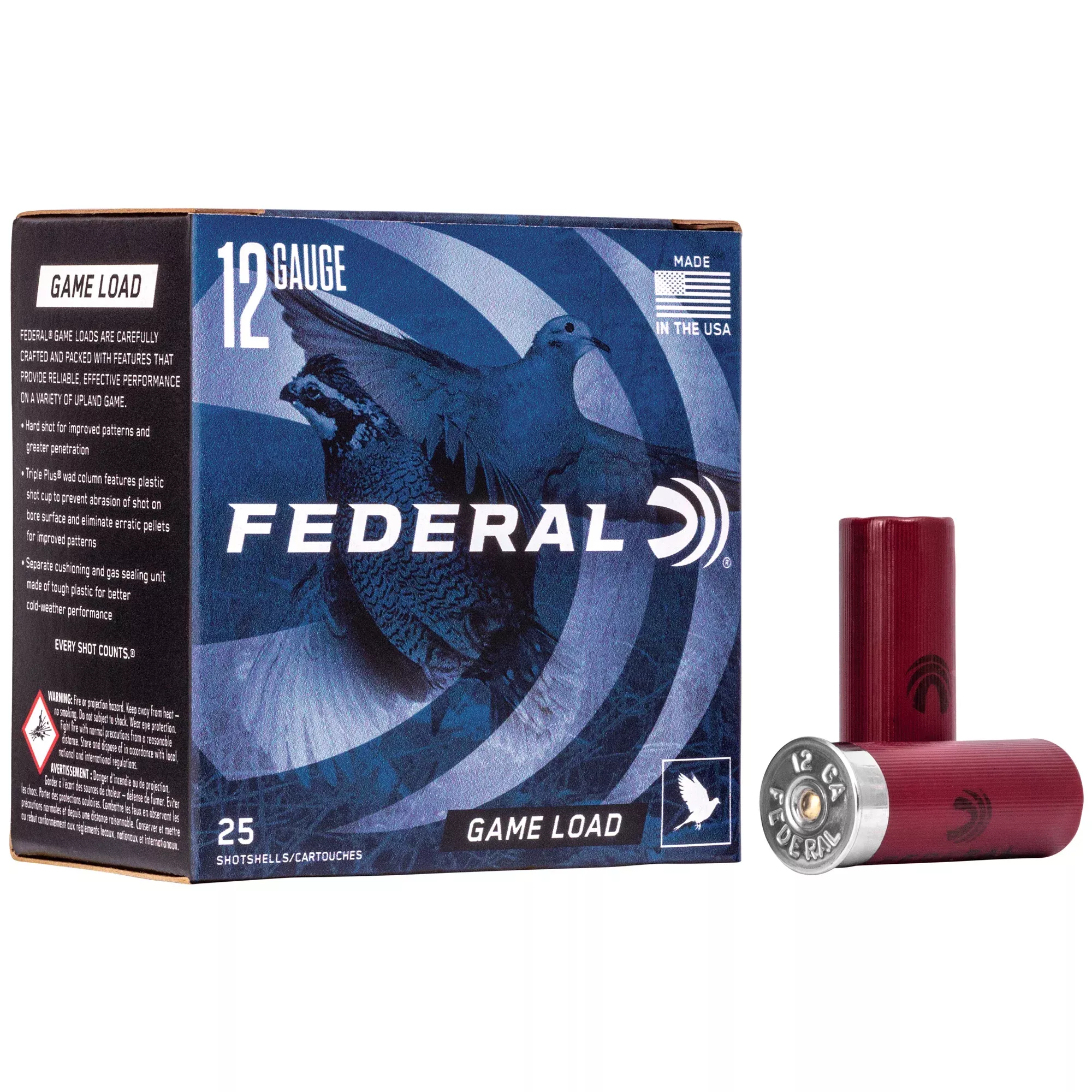 Federal Game-Shok Upland Game Load 12 Gauge 2-3/4in #8 1oz 1290fps Shotshells H1218