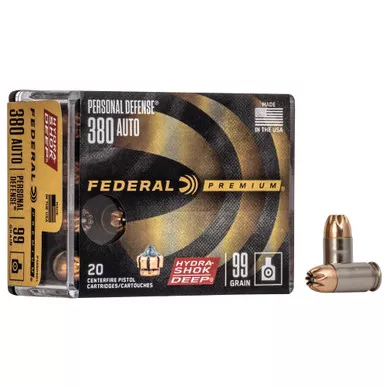 Federal Hydra-Shok Deep 380 ACP 99Gr Hollow Point - 20 Round Box