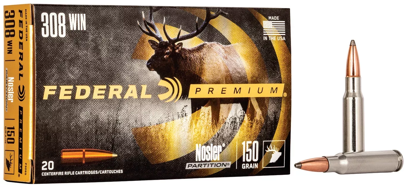 Federal P308S Premium308Win 150gr Nosler Partition 20 Per Box/10 Case