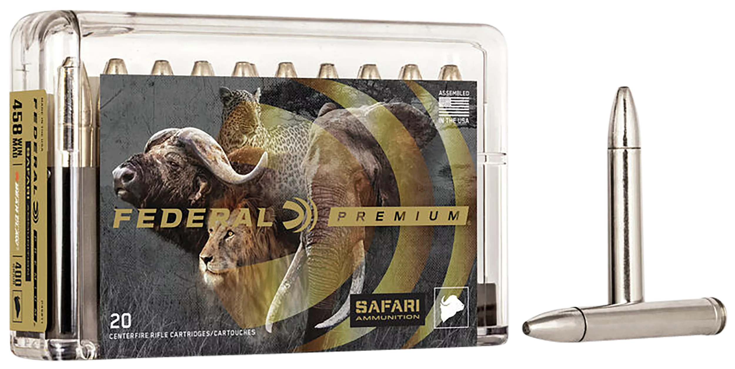 Federal P458T1 Premium Safari Cape-Shok 458WinMag 400gr Trophy Bonded Bear Claw 20 Per Box/10 Case
