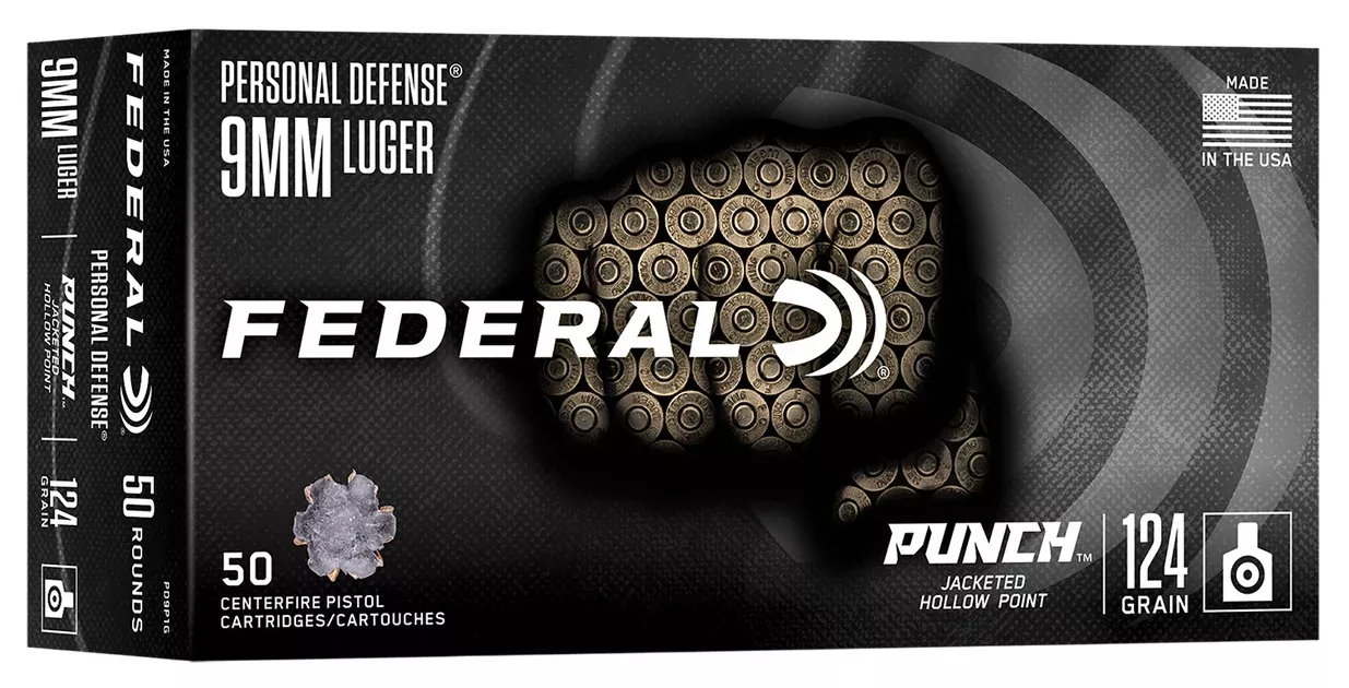 Federal PD9P1G Punch9mm 124gr Jacketed Hollow Point 50 Per Box/10 Case