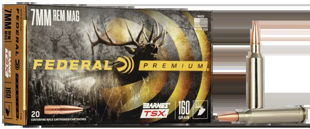 Federal Premium 7mm Rem Mag 160gr Barnes TSX 20rd - Box or Case