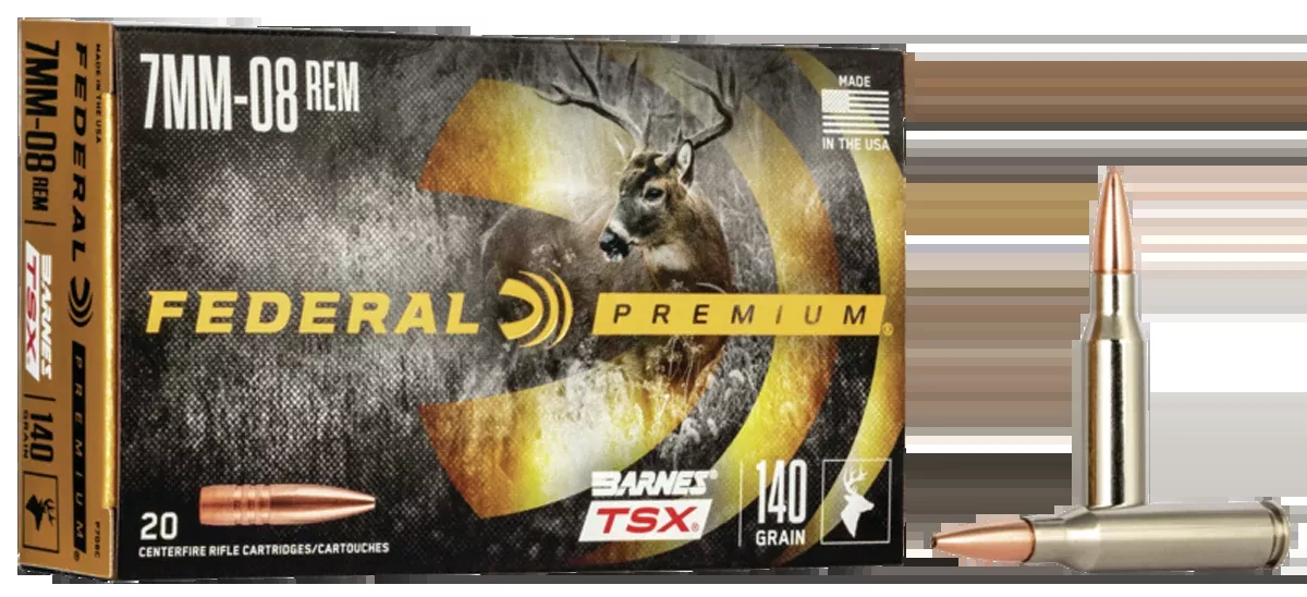 Federal Premium Barnes TSX 7mm-08 Rem 140gr Lead-Free Rifle Ammo 20-Round Box P708C