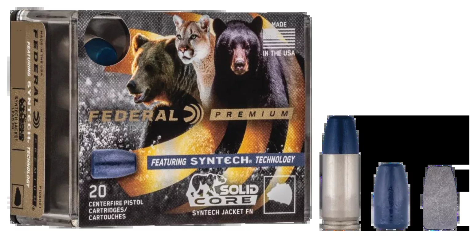 Federal Premium Solid Core Syntech 40 Smith & Wesson 200gr Flat Nose Handgun Ammo P40SHC1