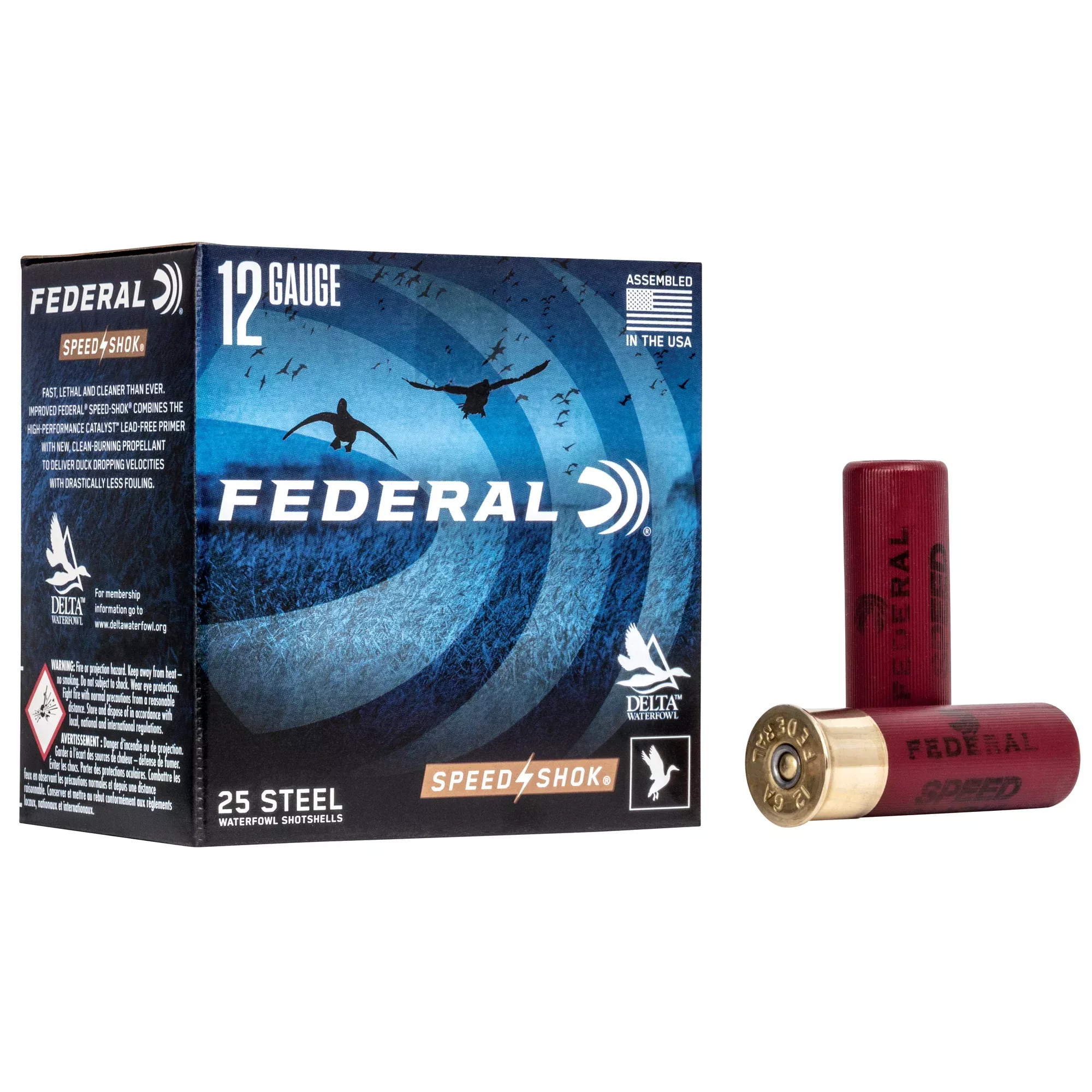 Federal Speed-Shok 12 Gauge 3-inch #3 Steel Waterfowl Shotshells 25ct 1450 fps WF142 3