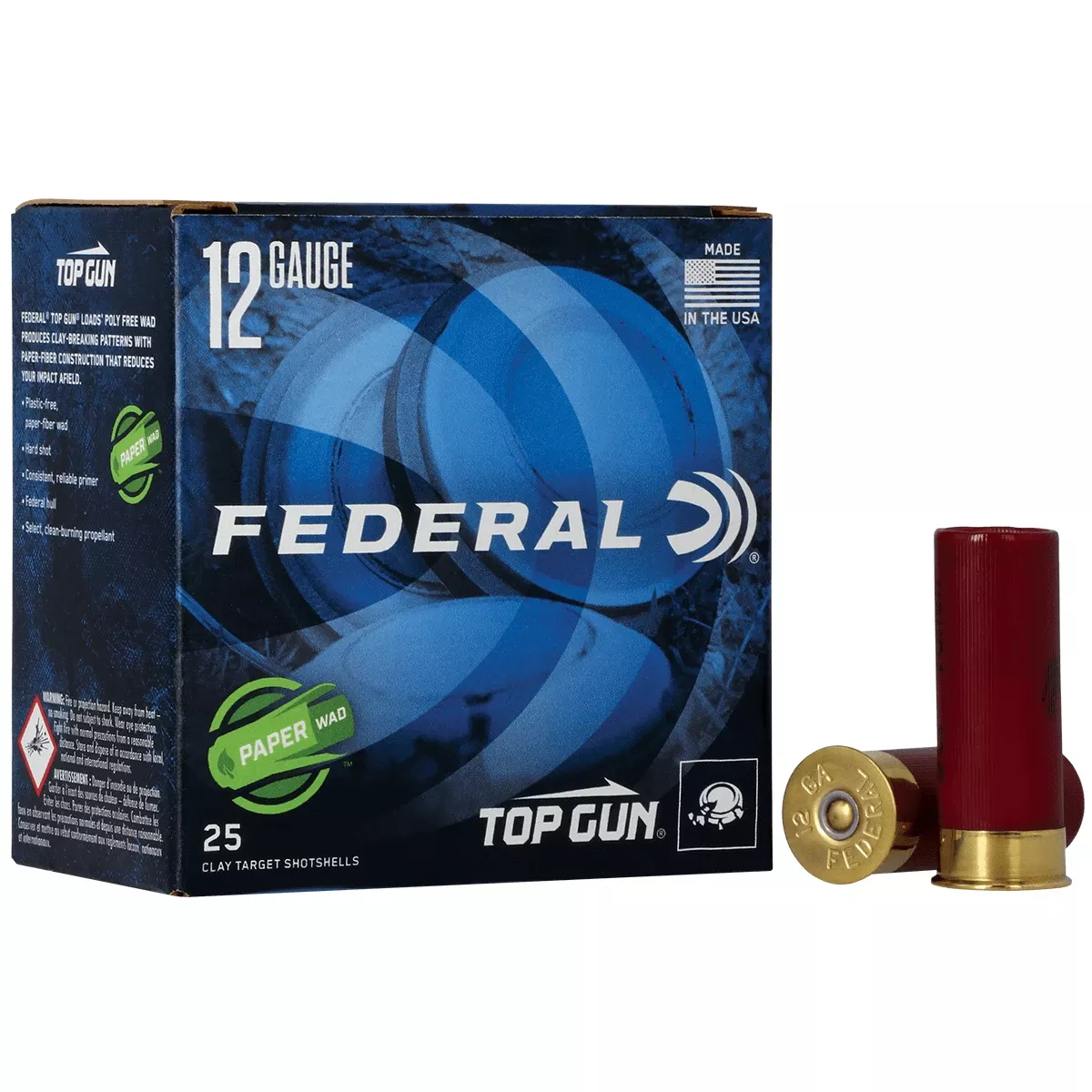 Federal TG12W75 Top Gun Paper Wad 12 Gauge 2.75" 1 1/8 Oz 1200 Fps 7.5 Shot 25 Bx/10 Cs