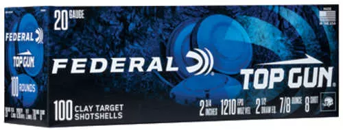 Federal Top Gun 20 Gauge 2.75" #8 7/8 oz. 100 Round box Model: TG201008