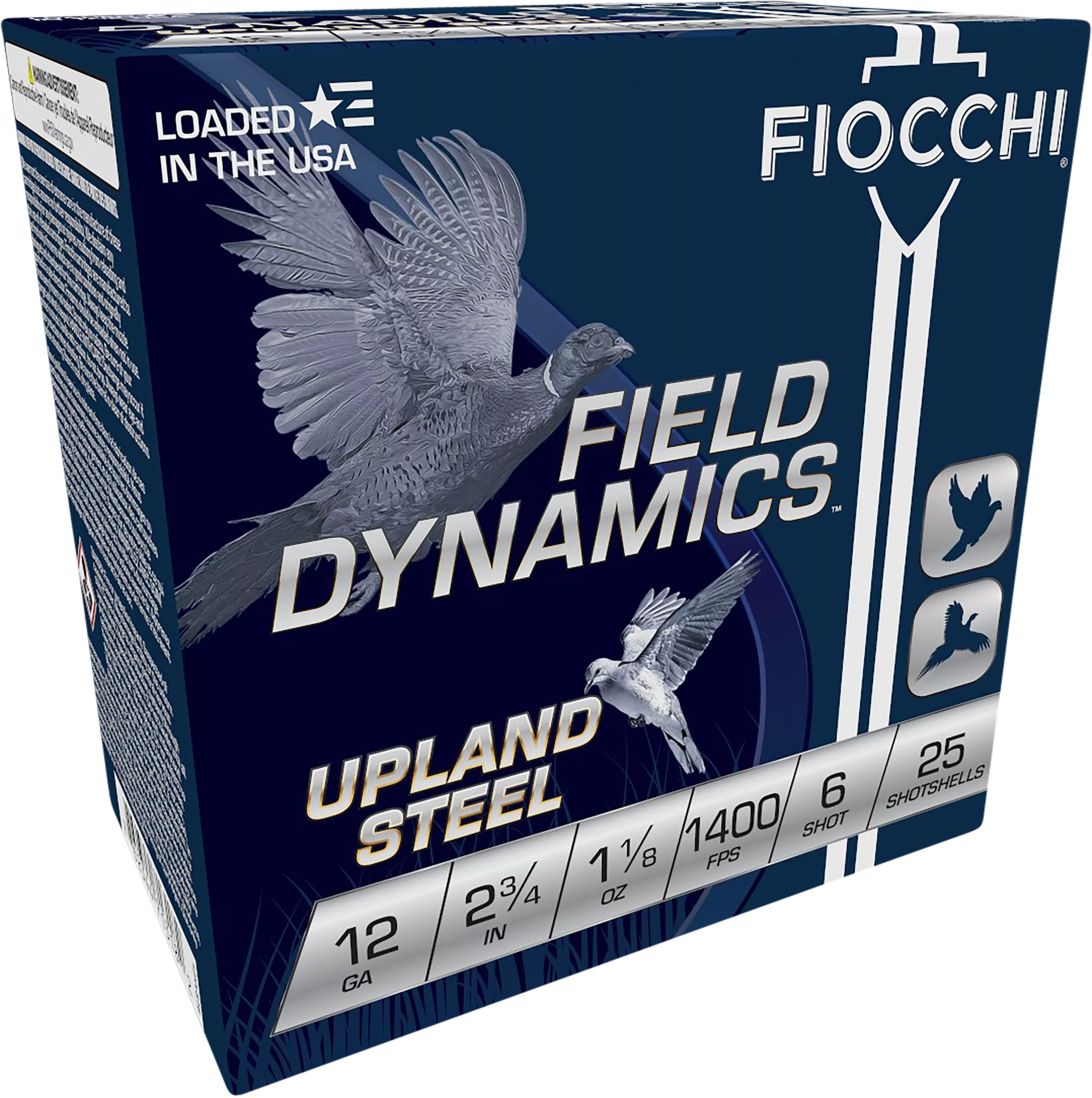 Fiocchi 12HVST6 Field Dynamics Upland Steel 12Gauge 2.75" 1 1/8oz 6Shot 25 Per Box/10 Case