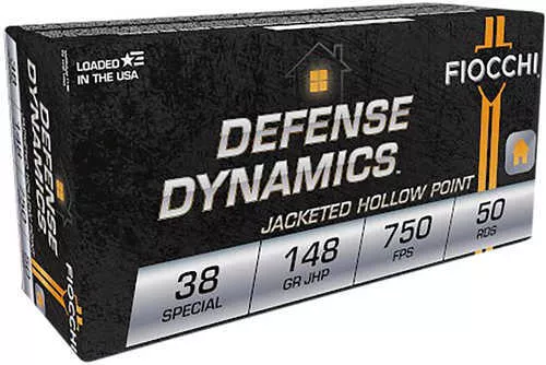 Fiocchi 38E Defense Dynamics 38 Special 148 gr Jacket Hollow Point Ammo 50 Round Box