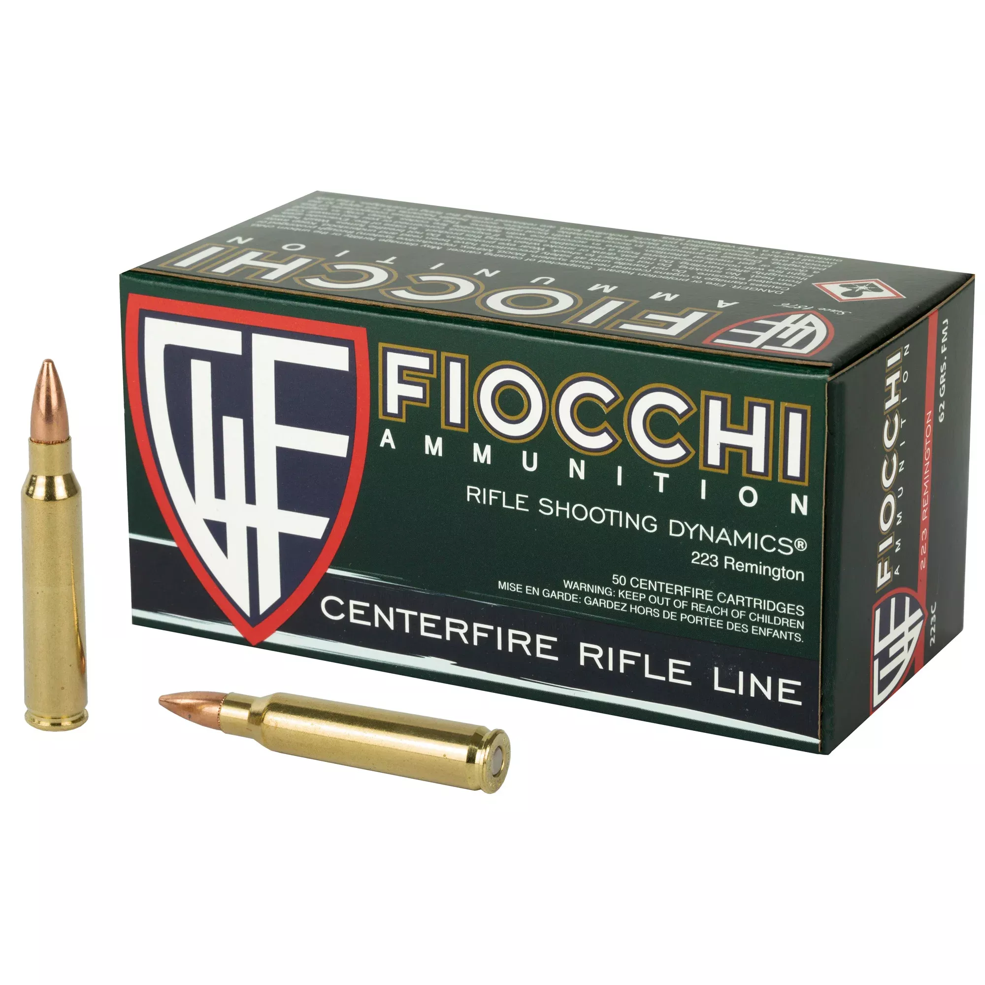 Fiocchi Ammunition .223 Remington 62 Grain Full Metal Jacket Boat Tail 50 Rounds 223C