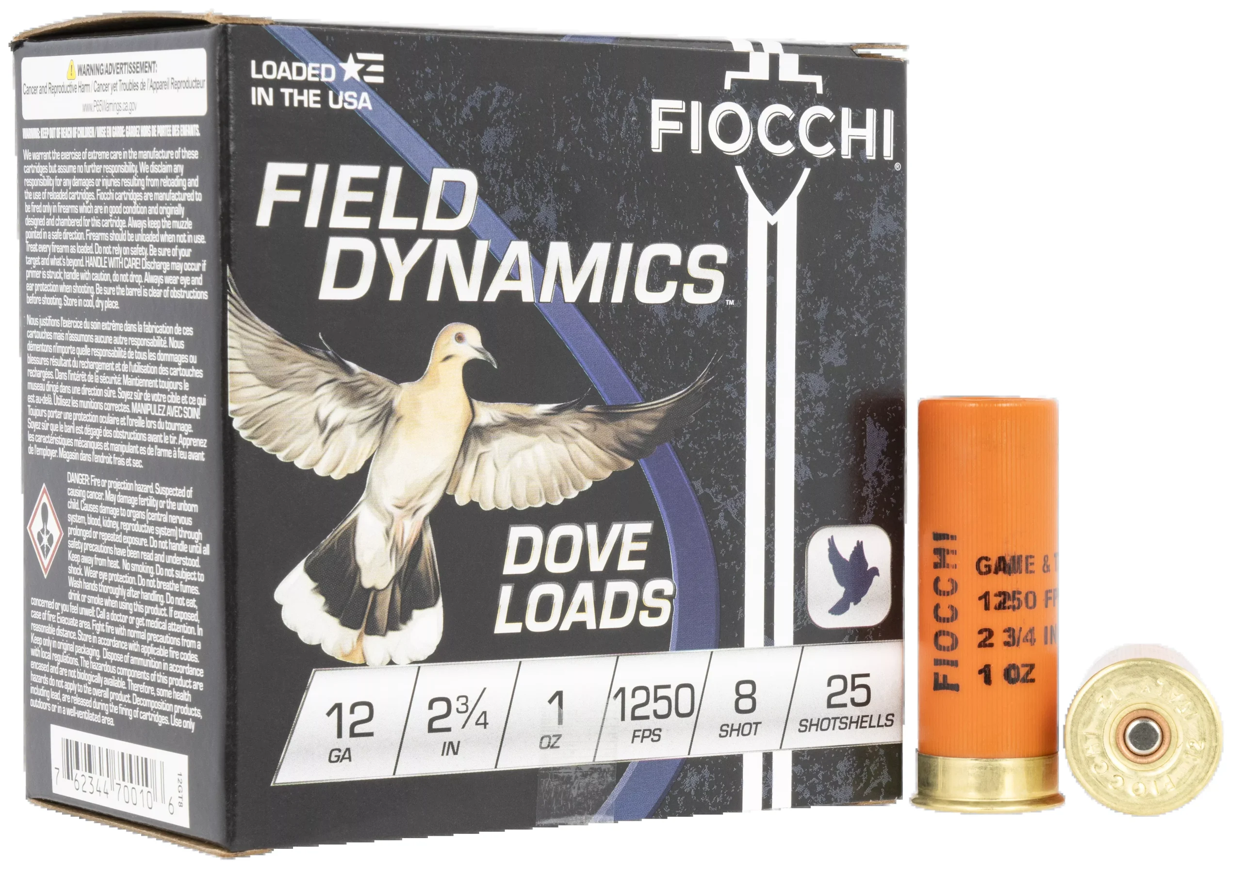 Fiocchi Field Dynamics Dove & Quail 12 Gauge 2.75in 1oz #8 Shot 25rd Box 10/Case 12GT8
