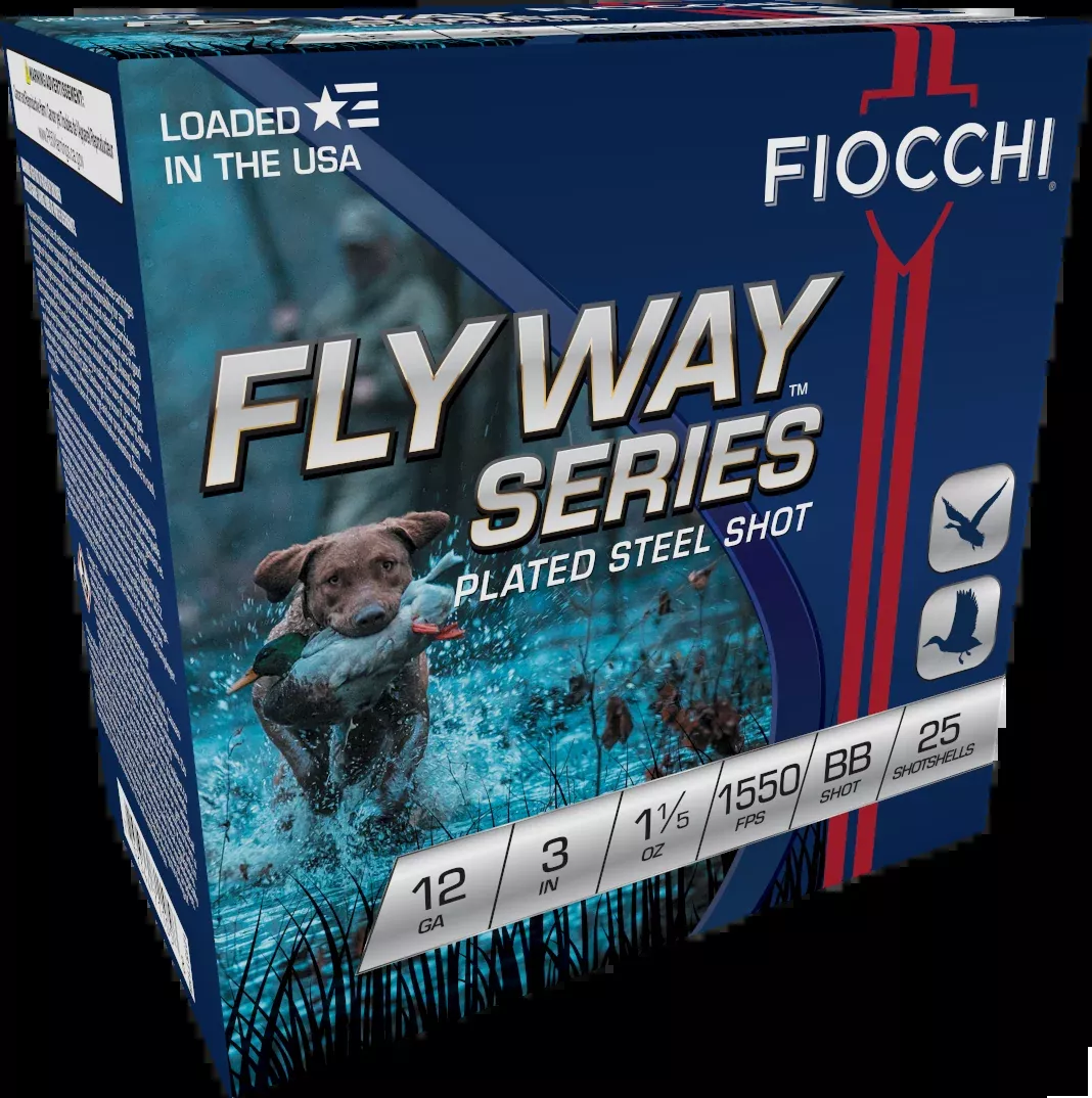 Fiocchi Flyway Series 12 Gauge 3in BB Plated Steel Waterfowl Shotshells 1550 FPS 123ST15B