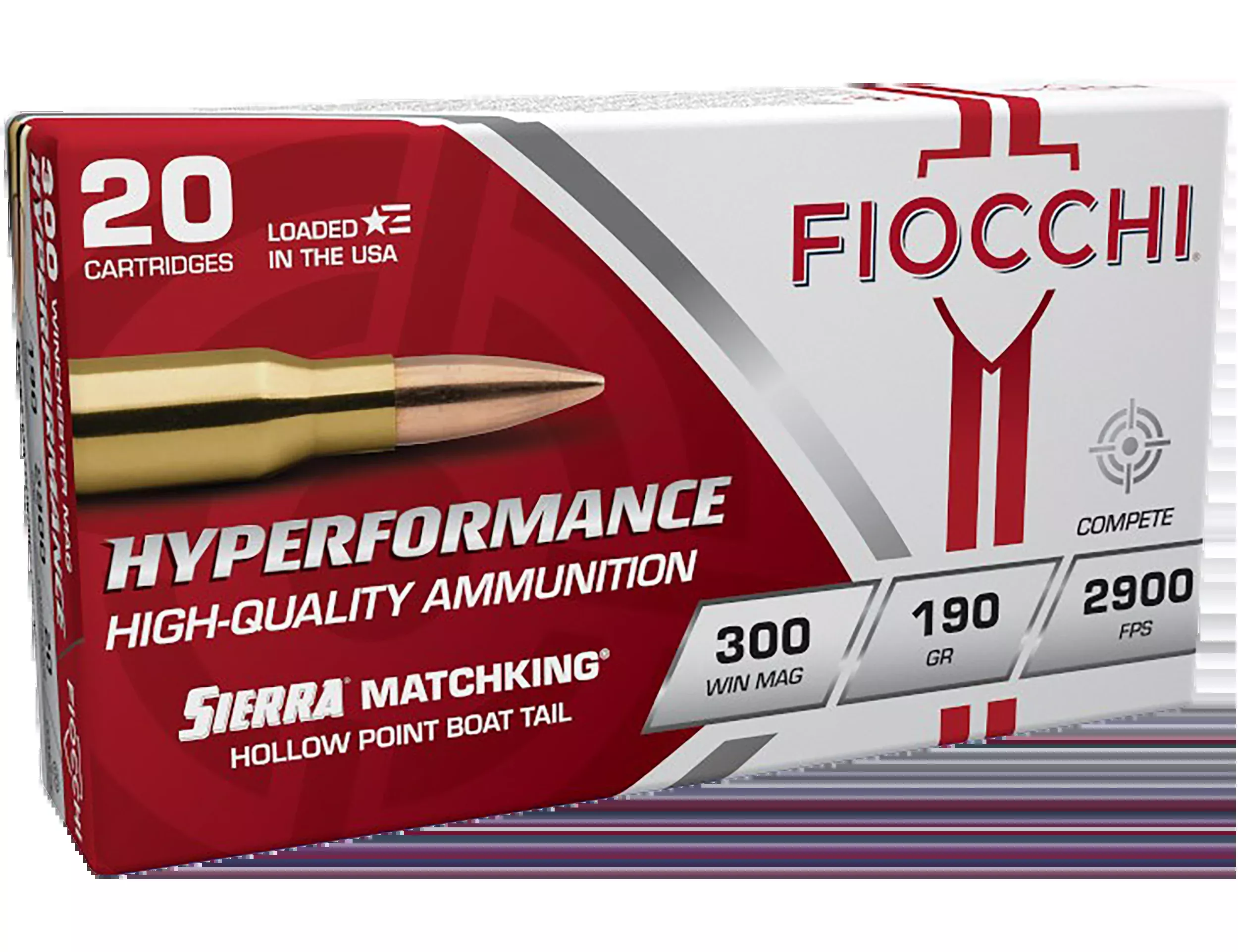 Fiocchi Hyperformance Compete .300 Win Mag 190gr Sierra MatchKing BTHP Rifle Ammo 20rd 300WMMKE