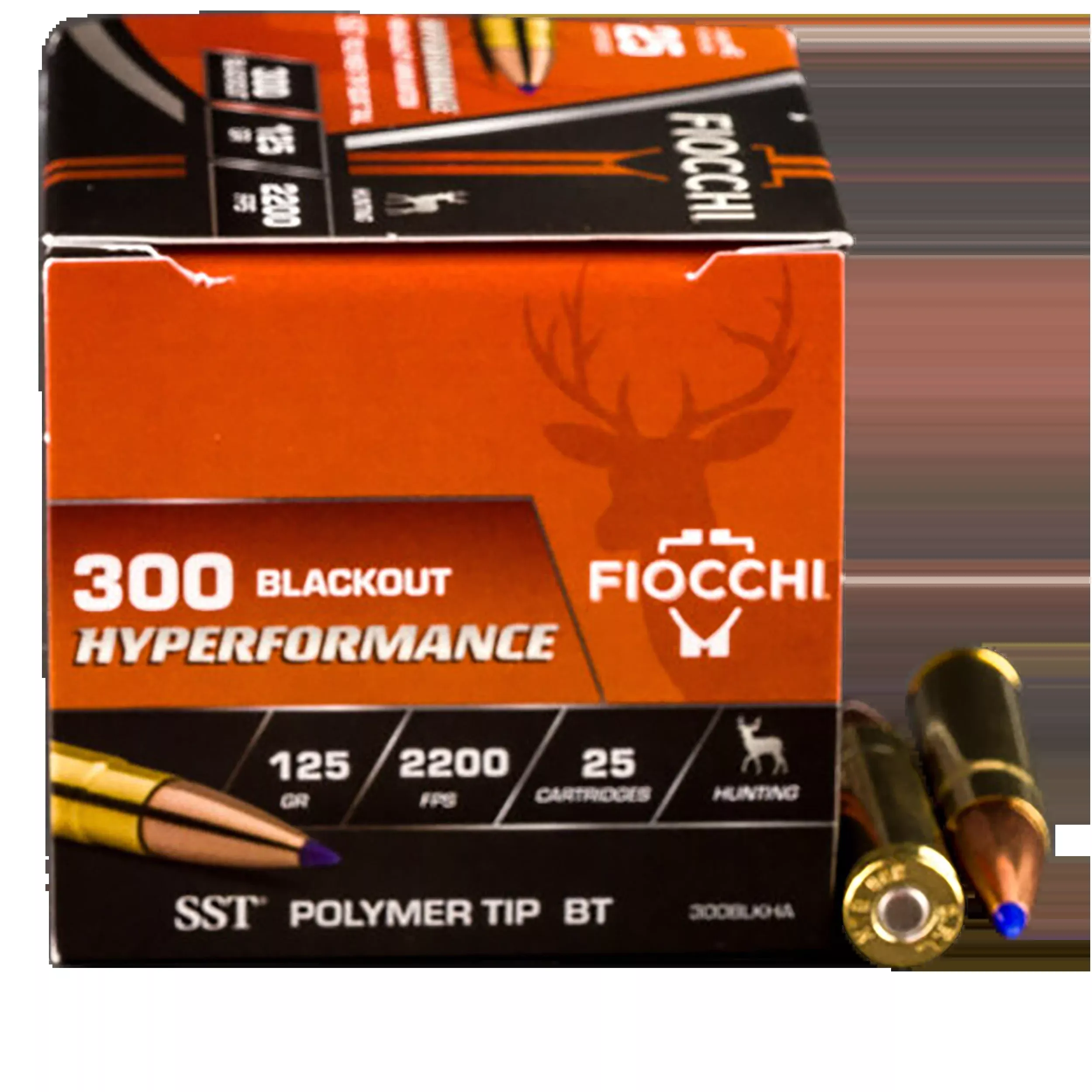 Fiocchi Hyperformance Hunt .300 AAC Blackout 125 Grain Super Shock Tip (SST) Brass Ammo 25rd 300BLKHA