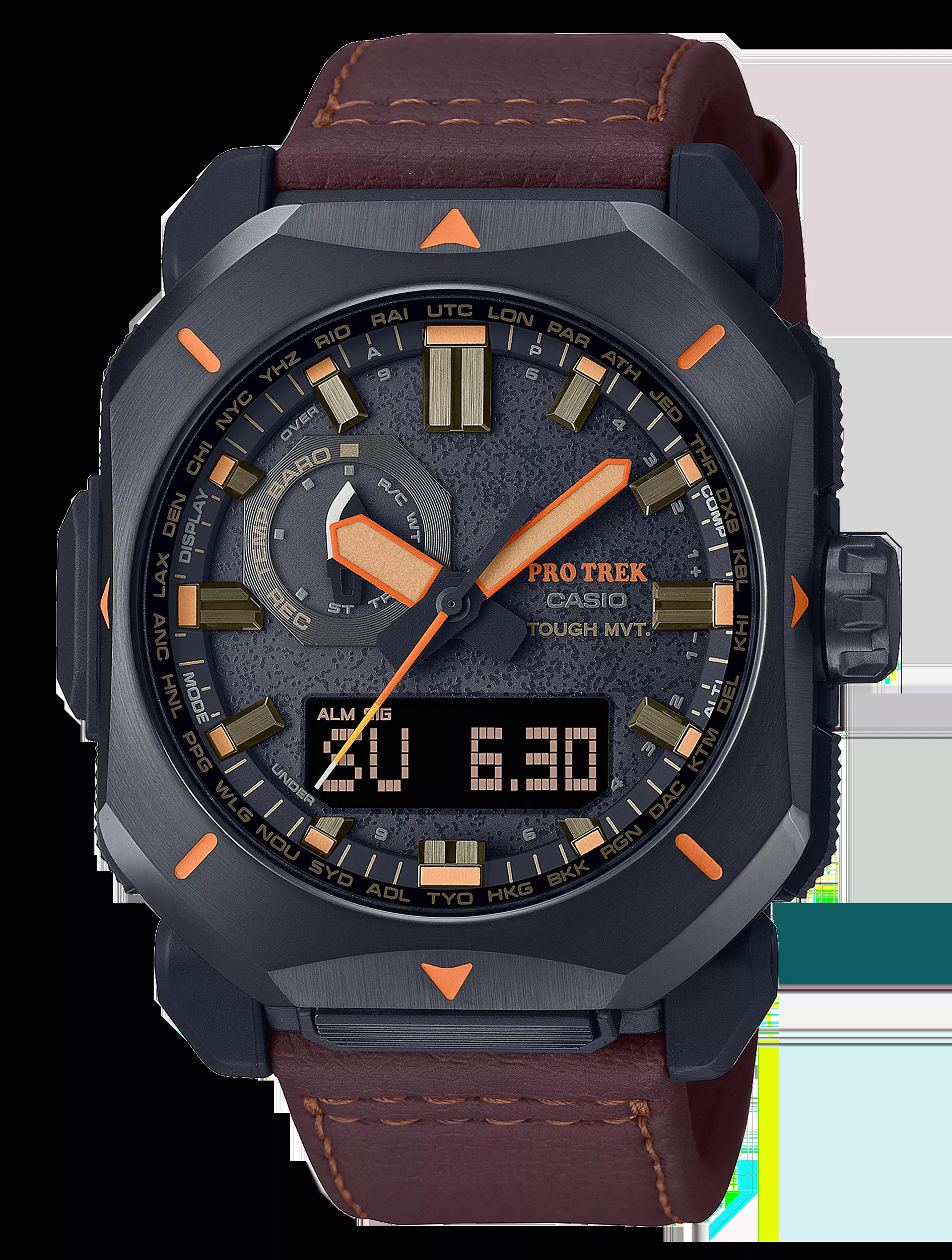 G-shock/vlc Distribution PRW6900YL5 Casio Pro Trek Black/Brown Size 145-215mm Features Digital Compass