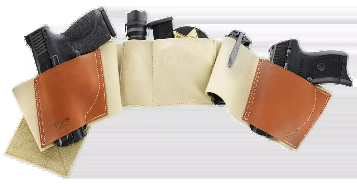 Galco UnderWraps 2.0 Belly Band Holster, Khaki Medium, Leather/Nylon, Ambidextrous Carry UWKHMED2