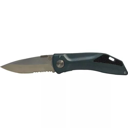 Gerber Impression Folding Pocket Knife 3" Serrated Drop Point Stainless Steel Blade Aluminum Handle Stainless