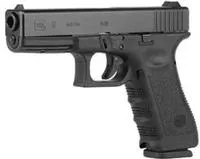 Glock Pi1750203 G17 Gen3 Full Size 9mm Luger 17 + 1 4.49 " Black Gmb Barrel, Matte Black Serrated Slide, Black Polymer Frame W/Accessory Rail, Black Textured Finger Grooved Polymer Grips Right Hand