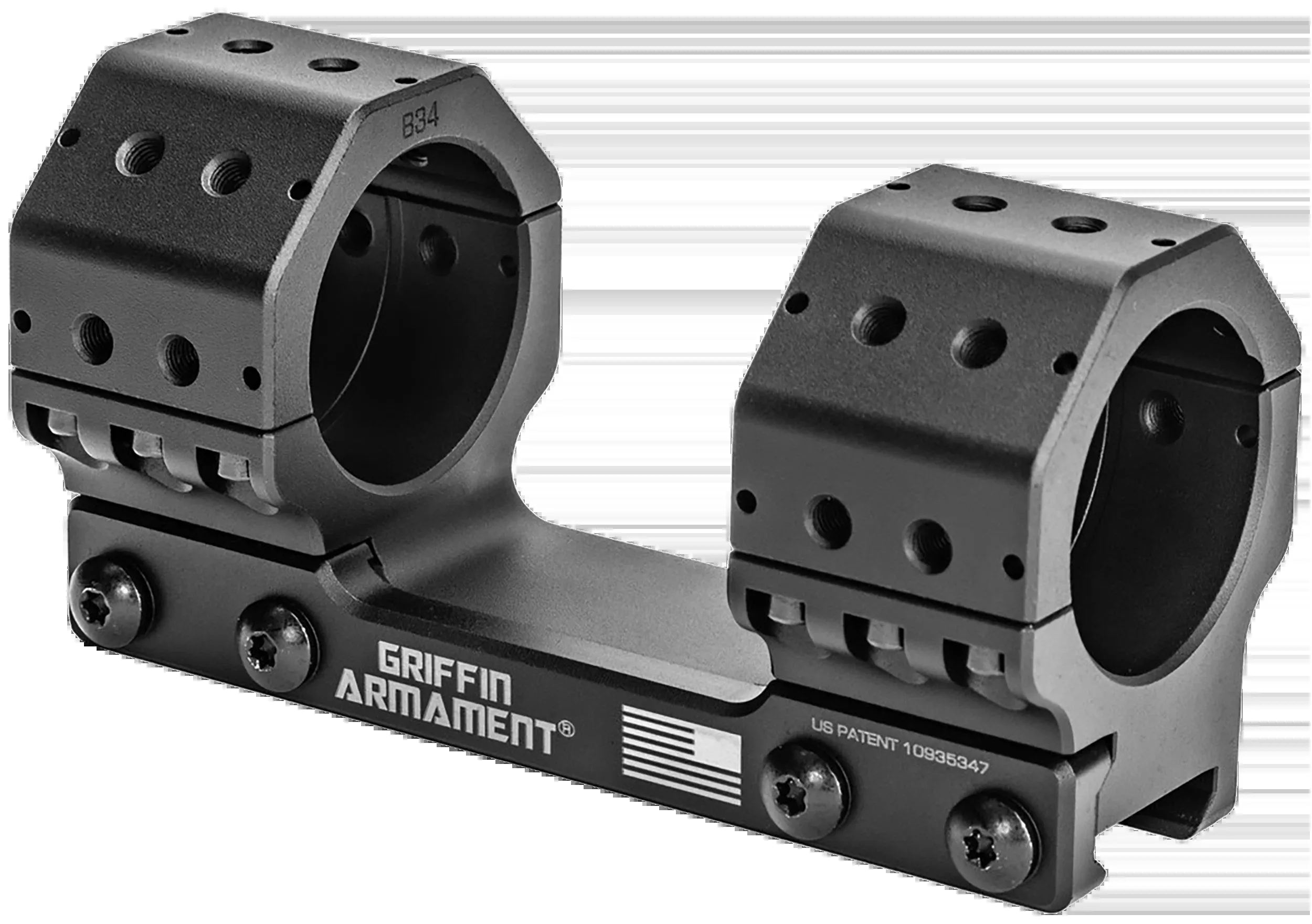Griffin Armament GPM Scope Mount/Ring Combo, 34mm, 1.35 in Height, 0 MOA, Black — GSM135H34MM