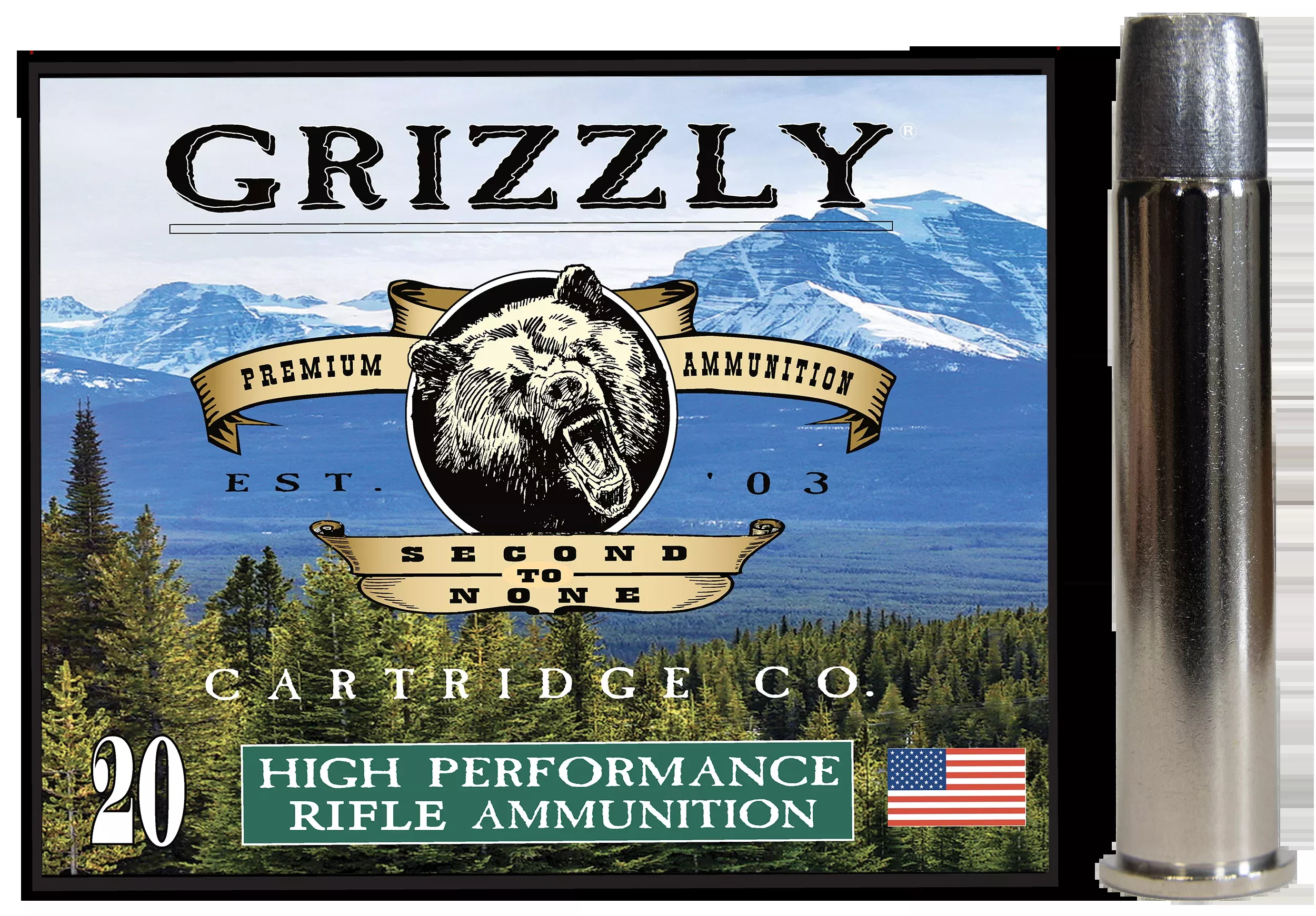 Grizzly Ammo 45-70 Government +P 405 Grain Bonded Flat Point Rifle Ammo, 20-Round Box GC45/70+P4