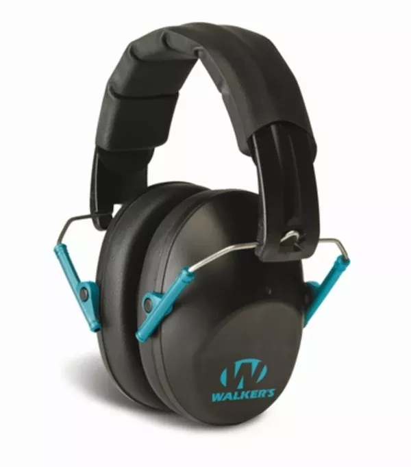 GSM Low-Profile Passive Folding Earmuff Hearing Protection, Black/Teal – GWP-FPM1-BKTL