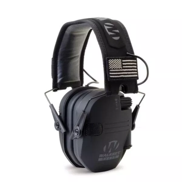 GSM Razor Slim Patriot Electronic Earmuffs, Black, 23 dB NRR, Slim Folding Design - GWP-RSEMPAT