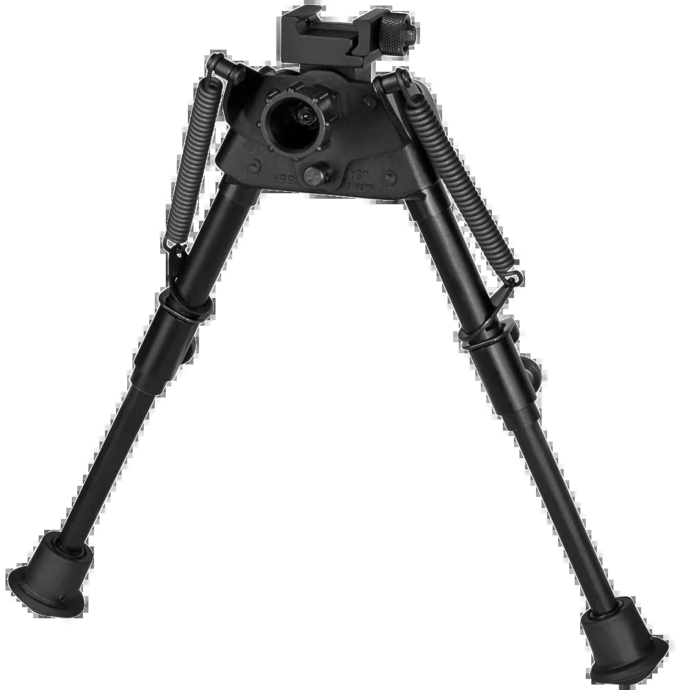 Harris Bipod for Picatinny Rail, 6–9 in Swivel Bench Rest (BR), Black Steel/Aluminum, Rubber Feet S-BRP
