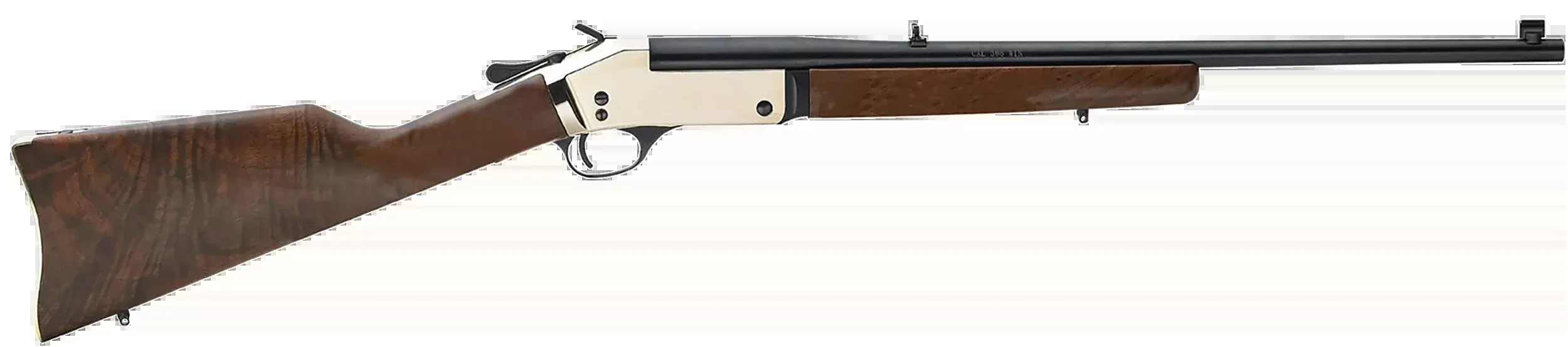Henry H015B44 Single Shot .44 Rem Mag 22" 1-Rd Break-Open Rifle - Polished Brass Receiver, American Walnut Stock