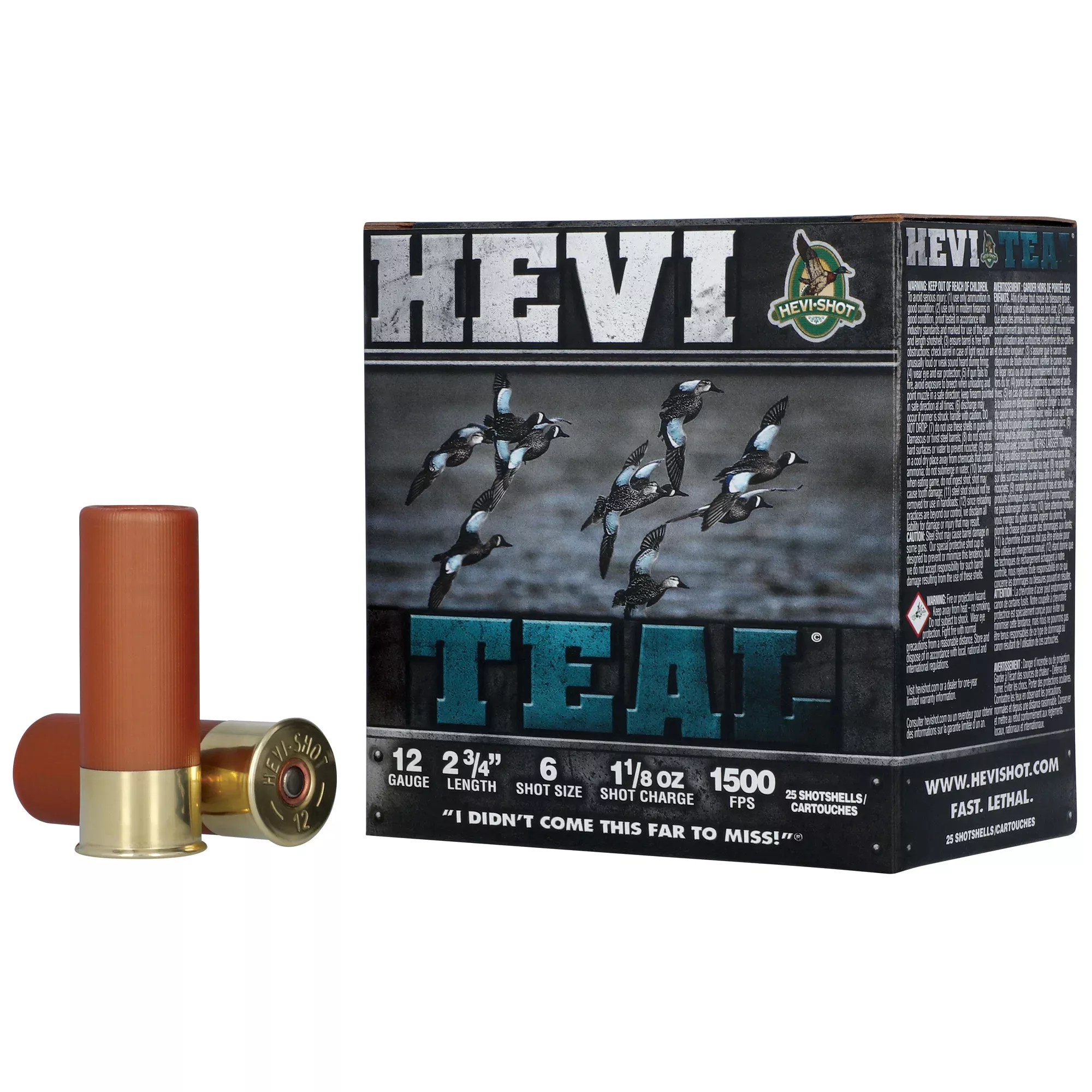 HEVI-Shot HEVI-Teal 12 Gauge 2-3/4in Steel #6 Shot 1-1/8 oz 1500 fps 25rd HS61226