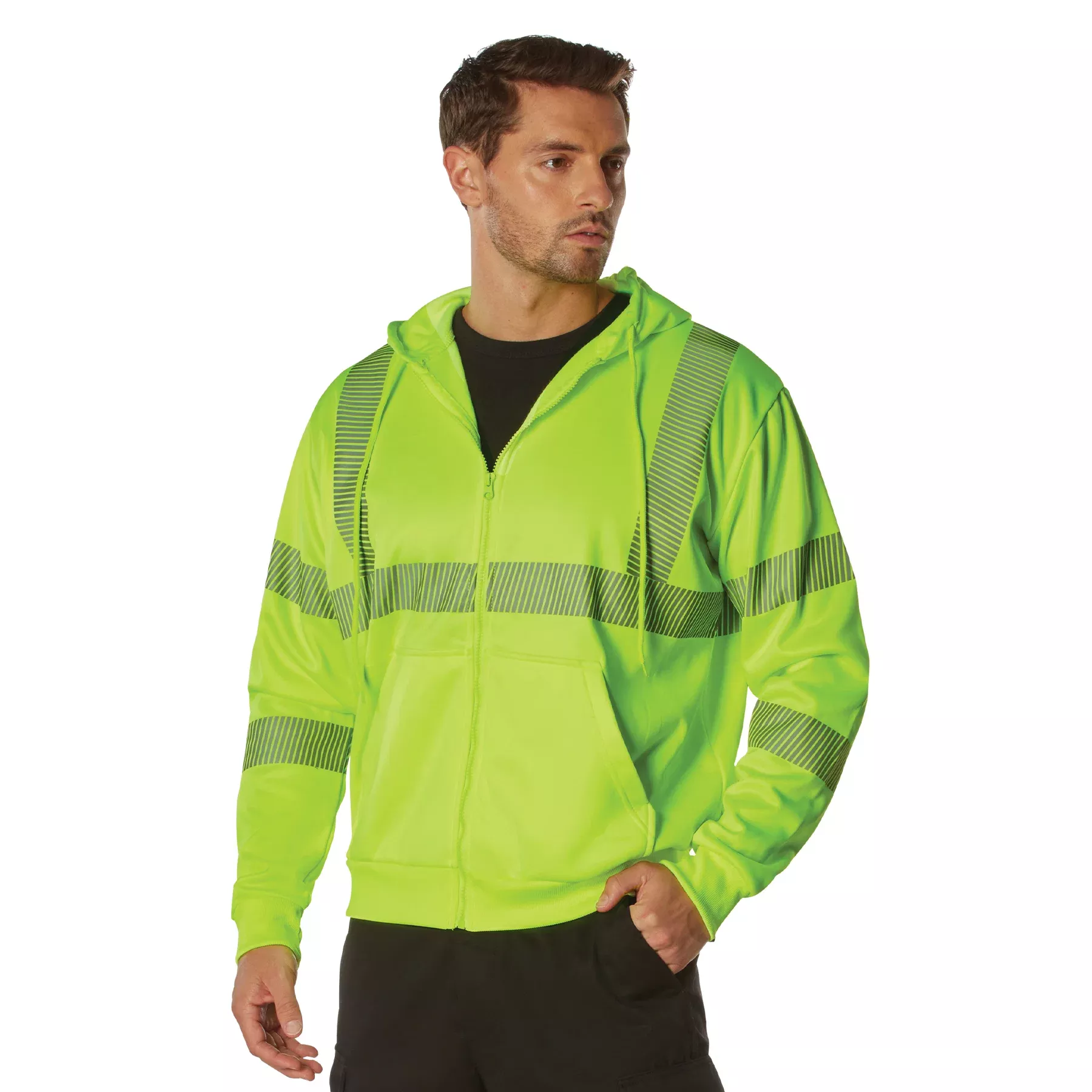 Hi-Vis Performance Zipper Sweatshirt - Safety Green