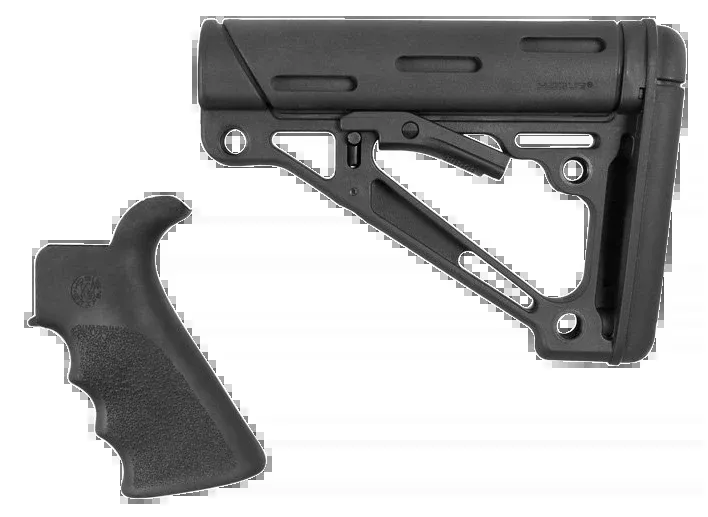 Hogue 15056 OverMolded Combo Kit Collapsible Black Buttstock & Beavertail Finger Groove Grip for AR-15/M16 - Mil-Spec Tube Not Included
