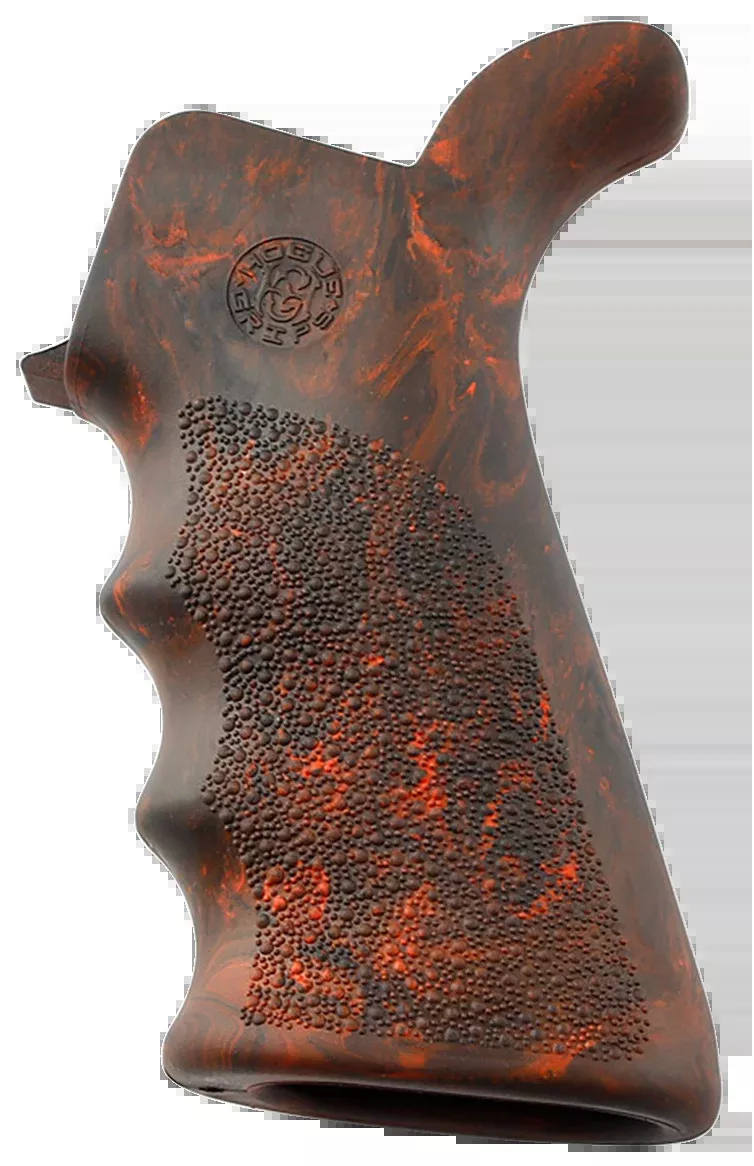 Hogue OverMolded AR-15/M16 Beavertail Rubber Grip, Red Lava, Cobblestone, Finger Grooves 15421