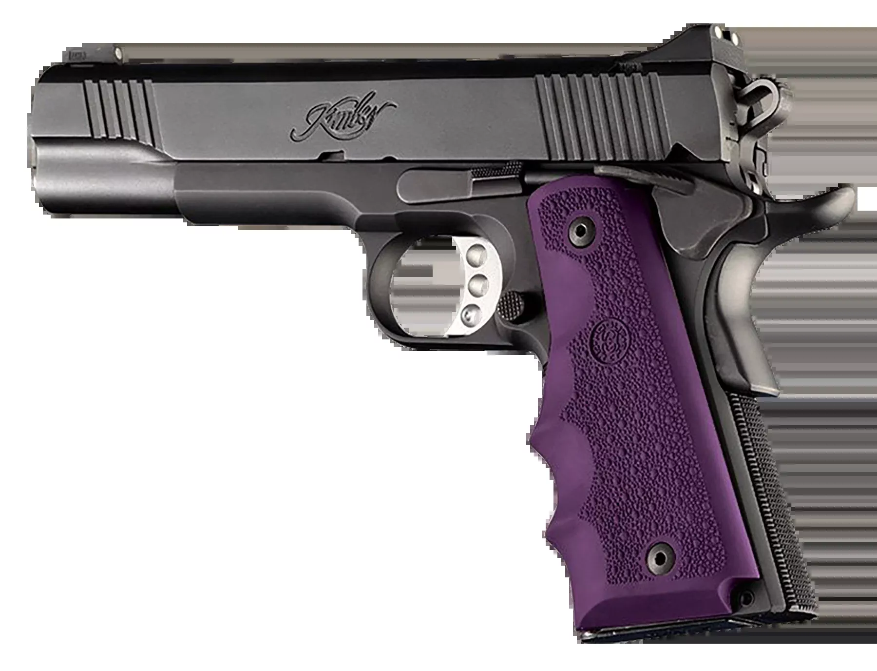 Hogue OverMolded Rubber Grip for 1911 Government, Cobblestone Texture, Purple, Finger Grooves 45006