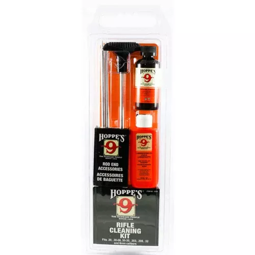 Hoppe's No. 9 .30 Cal Rifle Cleaning Kit w/ Aluminum Rod, Solvent, Oil & Patches HOPU30B