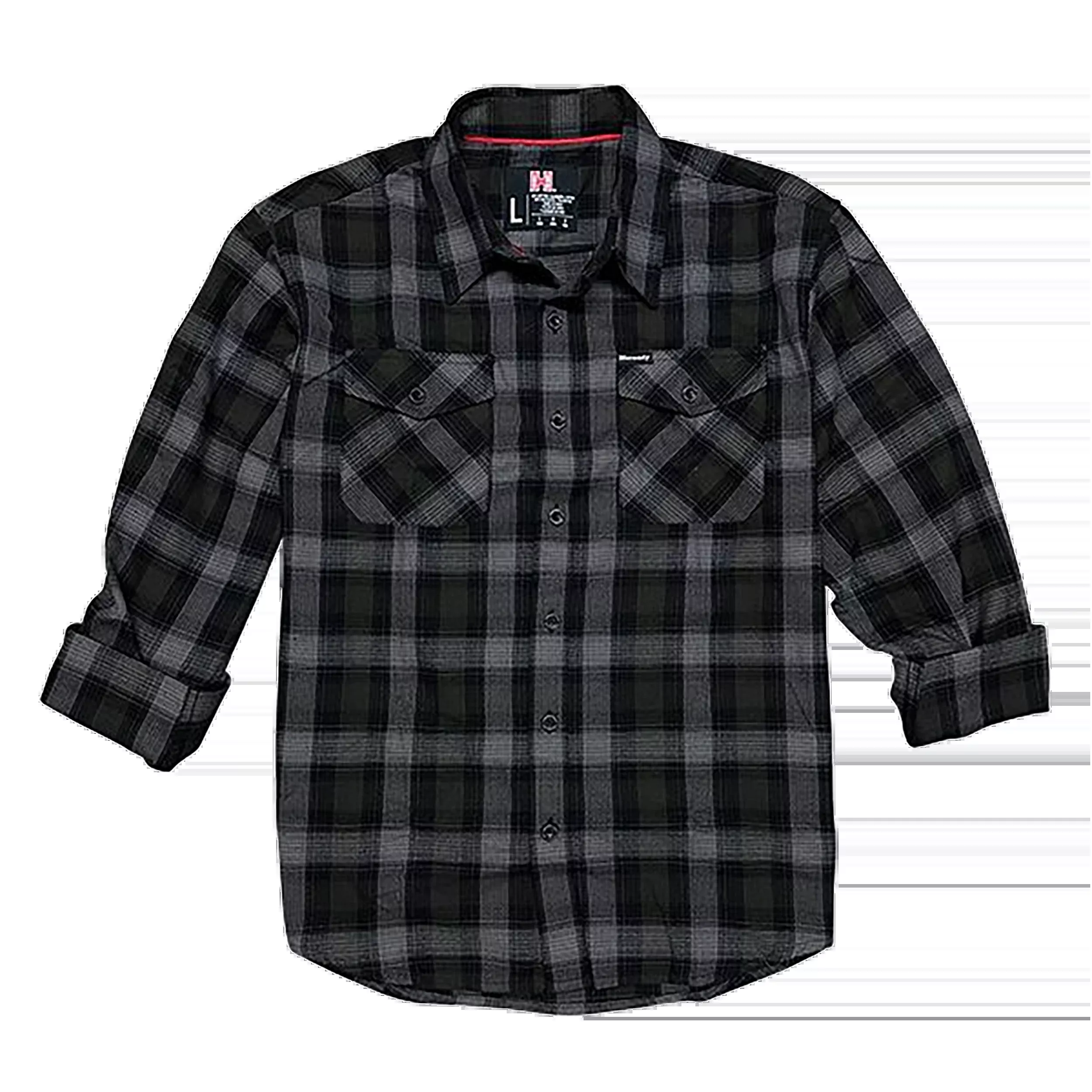 HORIZON DESIGN Flannel Shirt, Large, Relaxed Fit, Olive/Black/Gray Cotton-Poly Blend – 32213