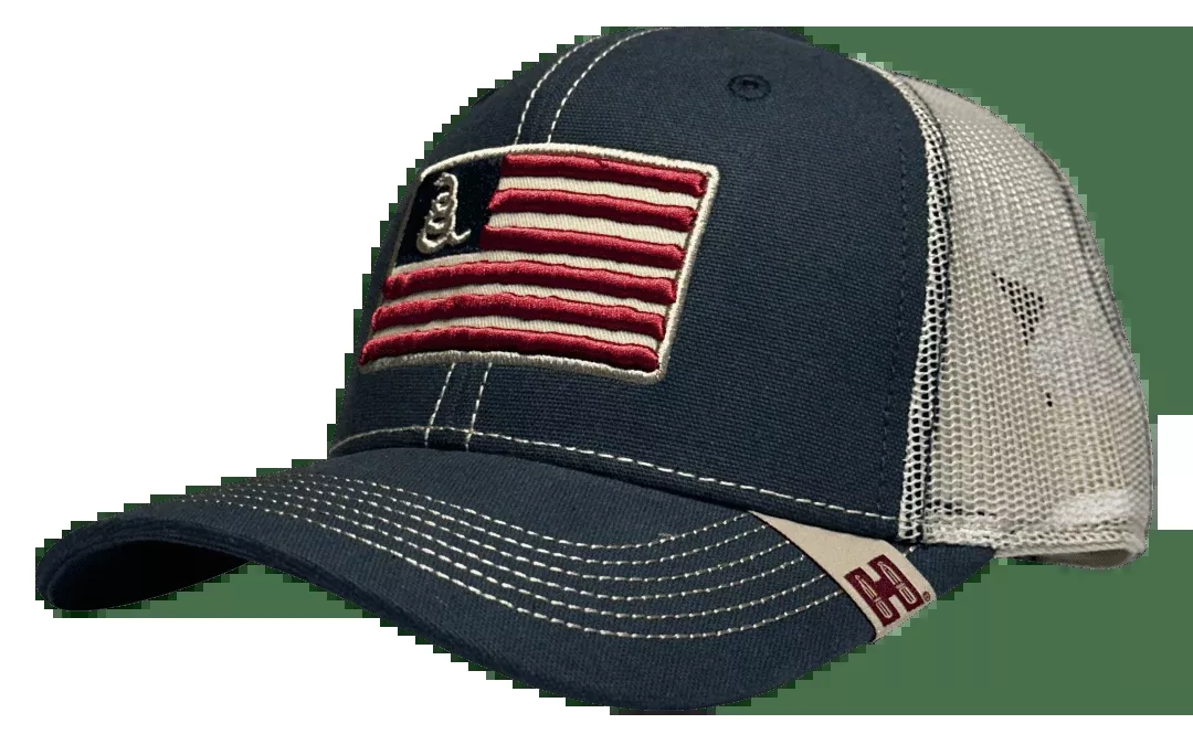 HORIZON DESIGN Hornady Gadsden Flag Trucker Hat, Navy Mesh Snapback, Curved Bill 33310