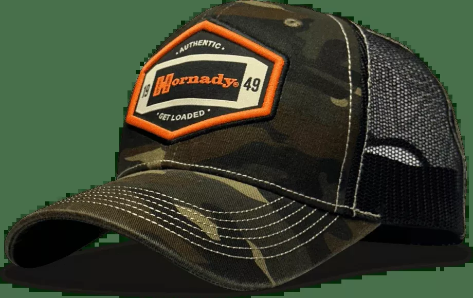 HORIZON DESIGN Hornady Get Loaded Trucker Hat, Camo Mesh Snapback with Hornady Patch 32830