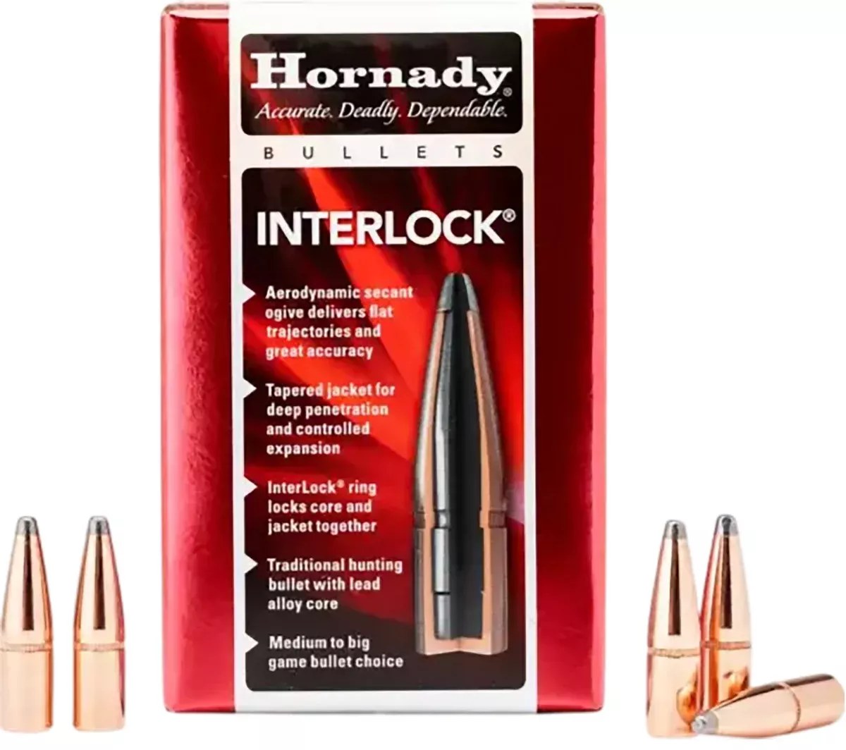 Hornady 3033 InterLock30 Cal .308 150 gr Boat Tail Soft Point 100 Per Box/ 15 Case