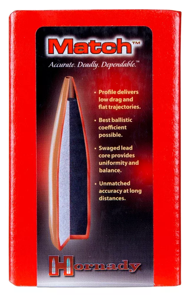 Hornady 3039 Match30 Cal .308 155 gr Hollow Point Boat Tail Match 100 Per Box/ 15 Case