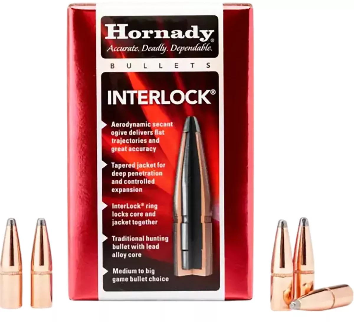 Hornady 3040 InterLock30 Cal .308 165 gr Soft Point 100 Per Box/ 15 Case