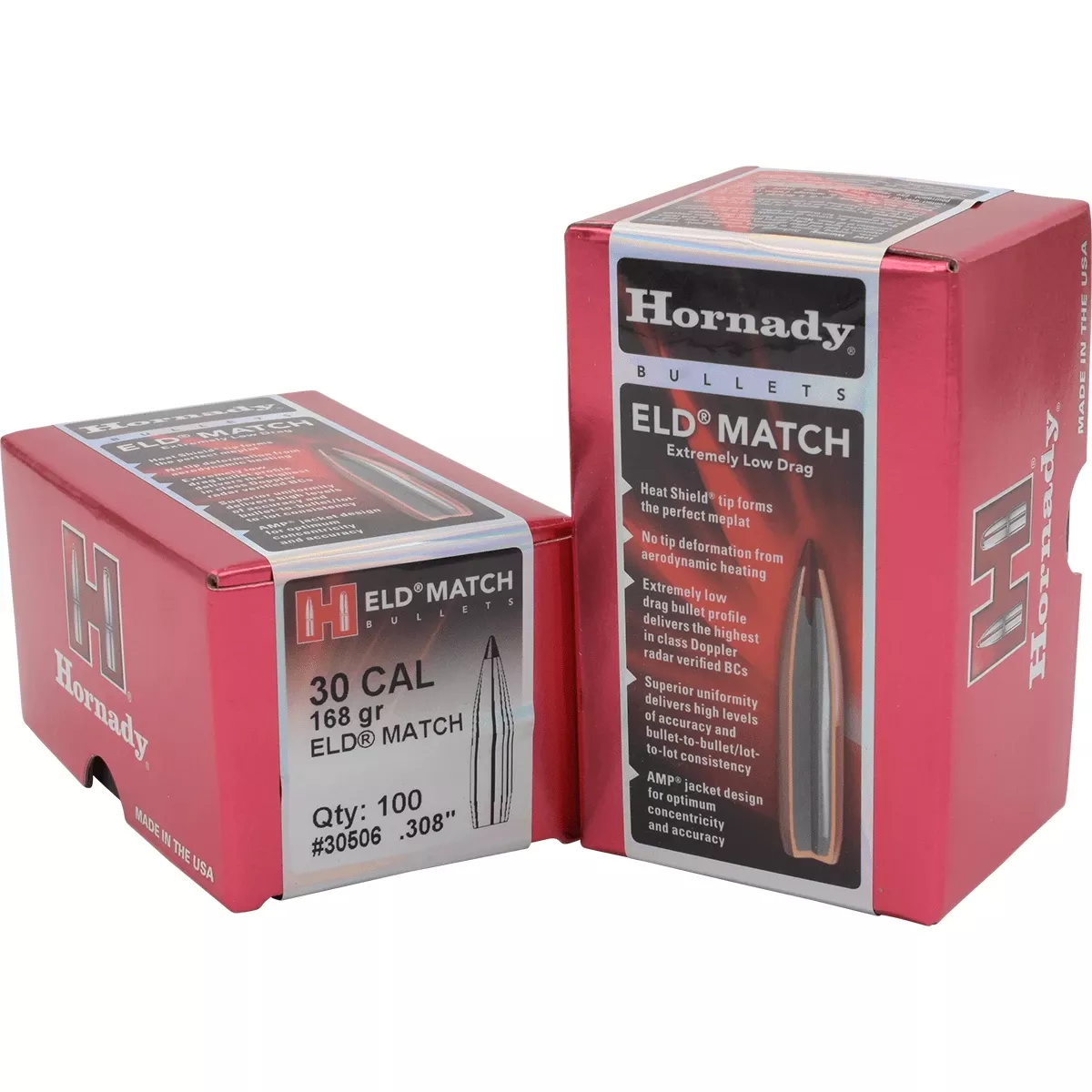 Hornady 30506 ELD Match 30 Cal .308 168 gr Extremely Low Drag Match 100 Per Box